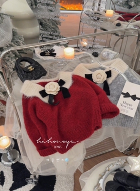 Spring韩国童装2025年冬季新款亲子法式小香风温柔毛衣女童针织衫