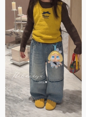 Spring韩国童装2026春季新款亲子设计款休闲宽松牛仔裤女童休闲裤