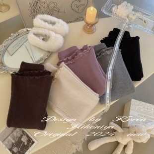 2024冬季 宝宝款 新款 加绒保暖韩版 洋气花边毛线裤 Spring韩国童装