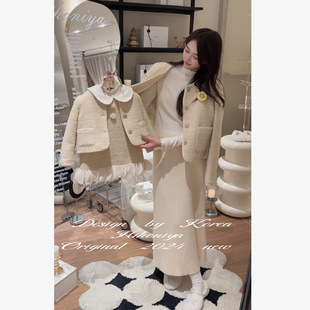 2024冬季 亲子款 新款 套装 奶黄色气质小香风羽绒韩版 Spring韩国童装
