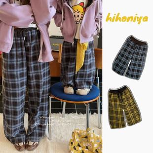 女童休闲裤 Spring韩国童装 亲子格子高腰慵懒阔腿裤 新款 2025年秋季