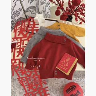 亲子两面穿新年鄂尔多斯羊毛翻领毛衣 新款 Spring韩国童装 2025冬季