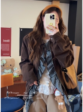 Spring韩国童装2025年秋季新款亲子木耳可拆拼接女童开衫高级外套