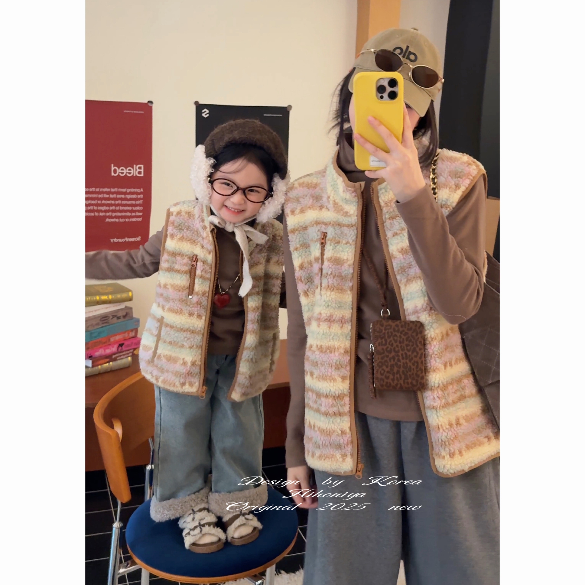 Spring韩国童装2025秋冬新款亲子复古民族风叠穿马甲女童无袖坎肩