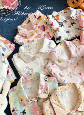 Spring韩国童装2025年秋季新款亲子卡通动物翻领家居服女小童睡衣