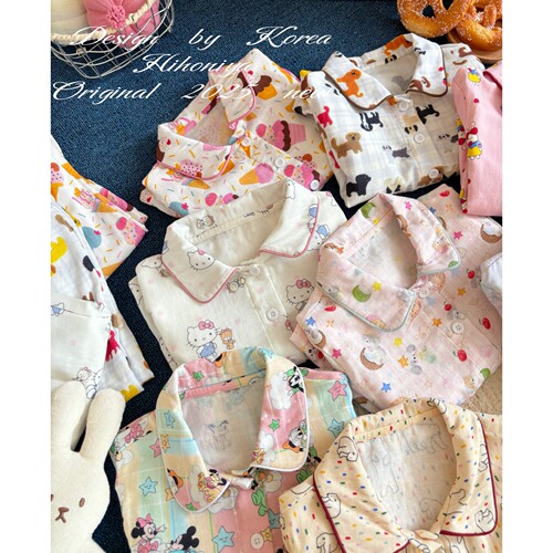 Spring韩国童装2025年秋季新款亲子卡通动物翻领家居服女小童睡衣