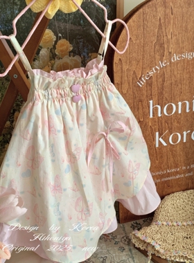Spring韩国童装2025年夏季新款宝宝凉爽吊带裙女童韩版洋气连衣裙