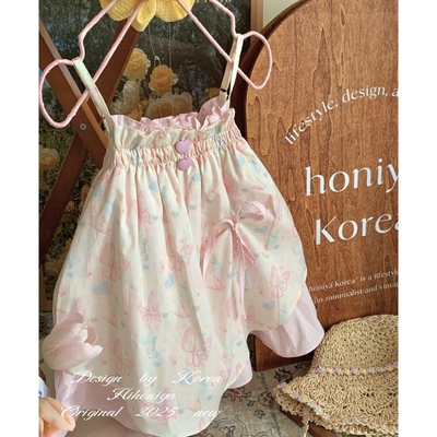 Spring韩国童装2025年夏季新款宝宝凉爽吊带裙女童韩版洋气连衣裙