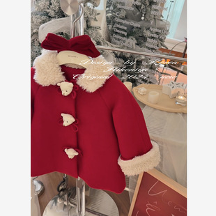 Spring韩国童装2024冬季宝宝款洋气红色高级韩版外套女童羽绒衣服