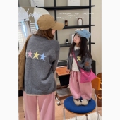 亲子彩色星星拉链毛衣女童圆领针织衫 Spring韩国童装 2025秋冬新款