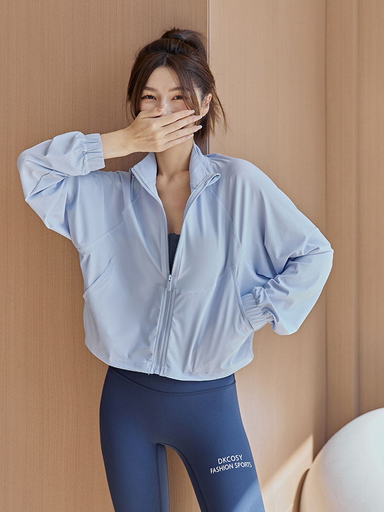 원래 여름 얇은 태양 보호 스포츠 코트 여성의 느슨한 빠른 건조 긴팔 요가 피트니스 의류 탑 러닝 커버 업