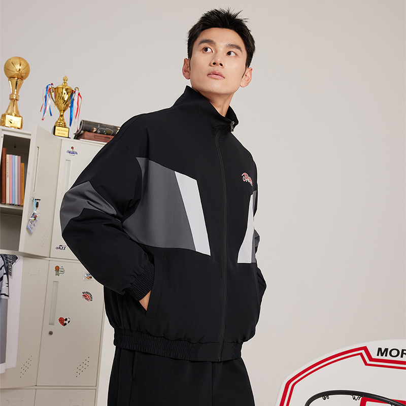 361男加绒宽松棒球服运动外套