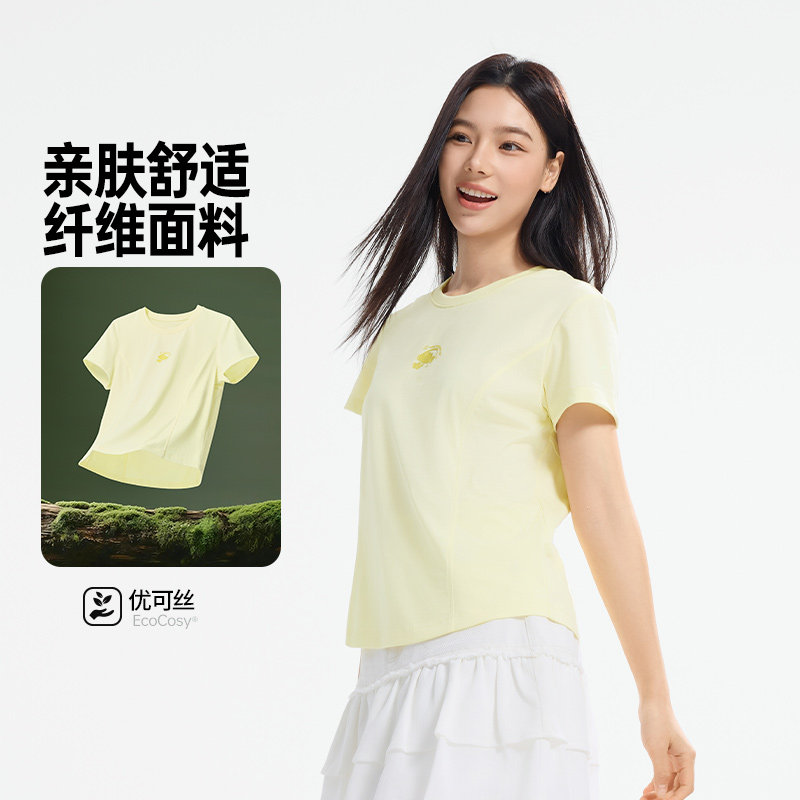 361冰感运动T恤女2026夏季新款圆领短T女子透气休闲纯色短袖上衣