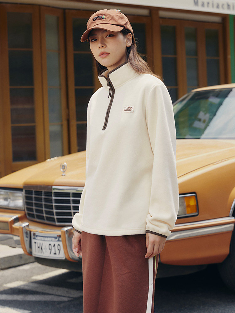 361 여성용 스포츠 운동복 2024 겨울 플러시 풀오버 하프 카디건 POLAR FLEECE 여성용 자켓 라이너