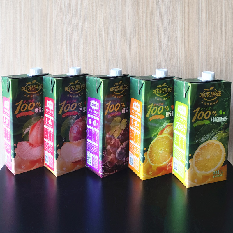 汇源集团出品咱家果源1L100%桃汁橙汁葡萄苹果柠檬纯果汁1L*2盒