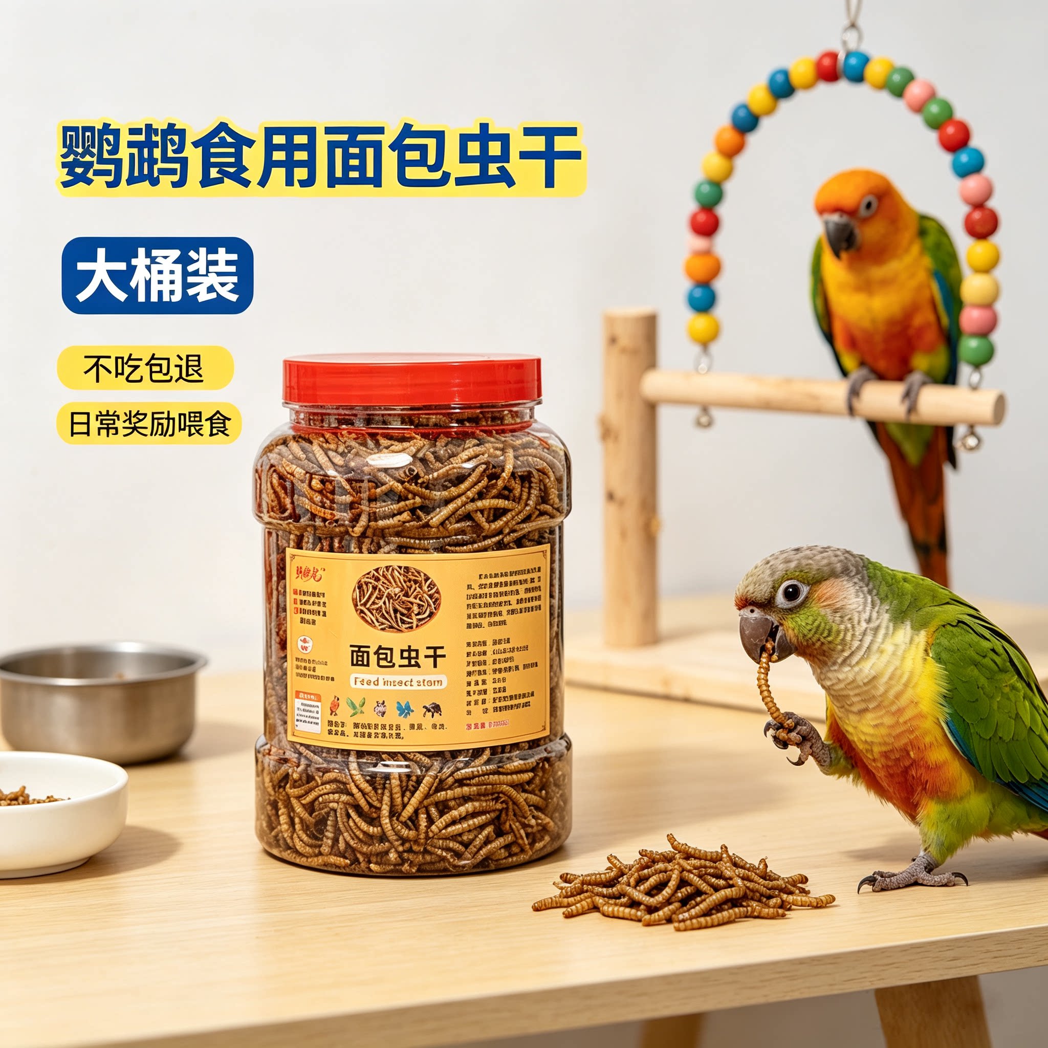 鹦鹉专用面包虫干牡丹鹦鹉零食饲料烘干鸟食训练奖励八哥鸟专用粮