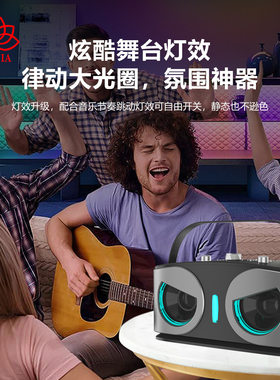 猫头鹰K歌蓝牙音箱双话筒家用电视KTV户外便携高性价比立体声音响