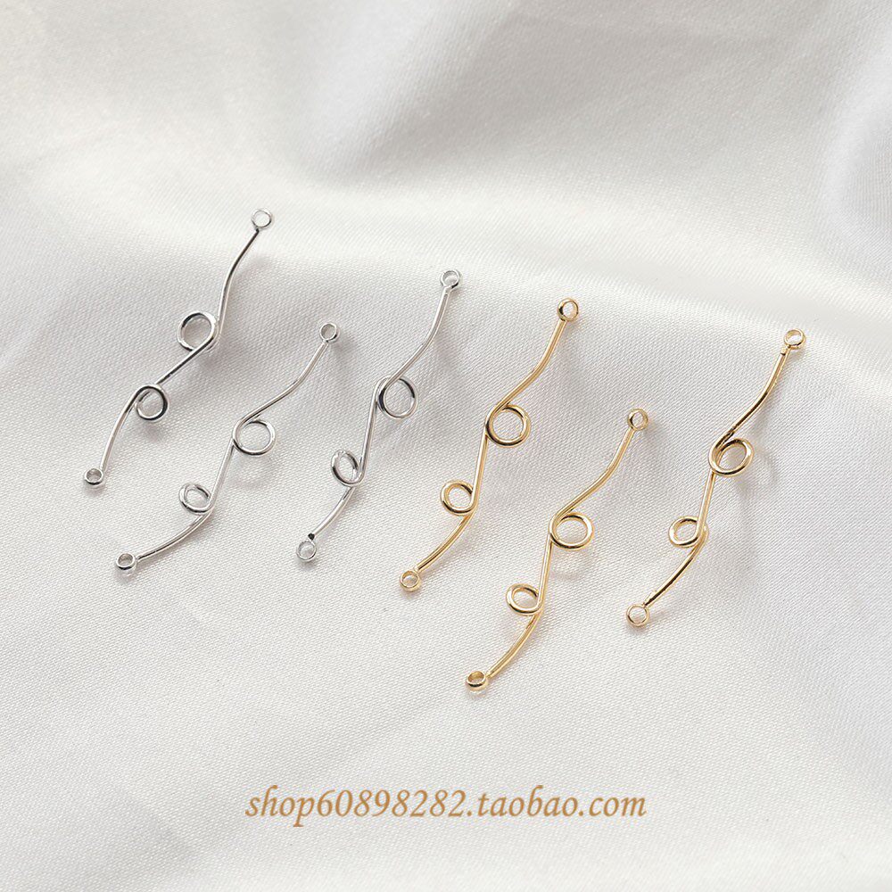 14k包金s线双圈双吊线diy耳饰手作材料基础配件