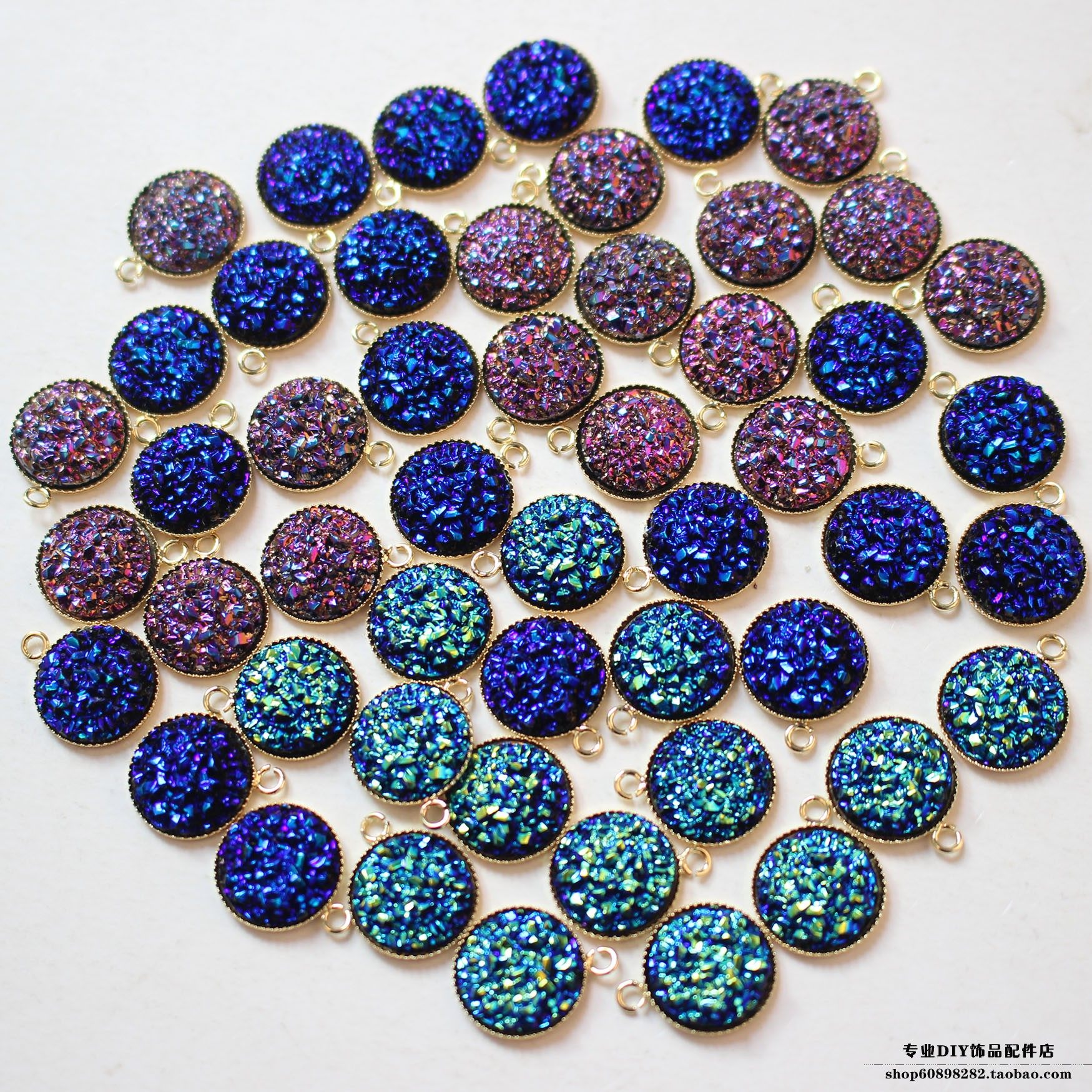 仿矿石吊坠星空蓝幻彩星空色diy耳饰材料配件