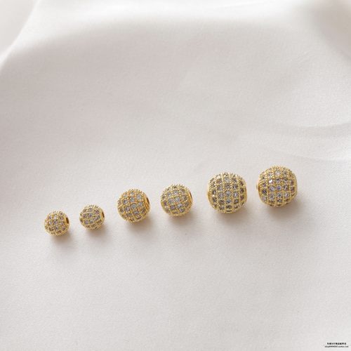 铜镀真金满钻串珠手链