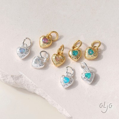 14K电镀真金保色爱心细闪吊坠diy手作耳饰手链项链材料配件