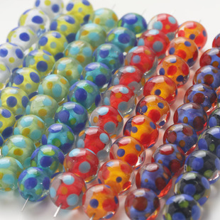 灯工琉璃圆珠10mm多色配色圆点珠子diy手工串珠项链手链耳饰配件