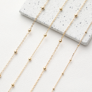 18K包金保色链条扁O夹珠链隔珠链半成品链子diy手工手链项链材料