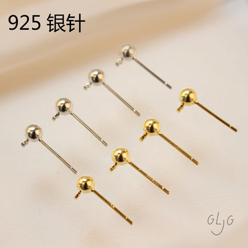 diy包金小圆球百搭基本款耳钉