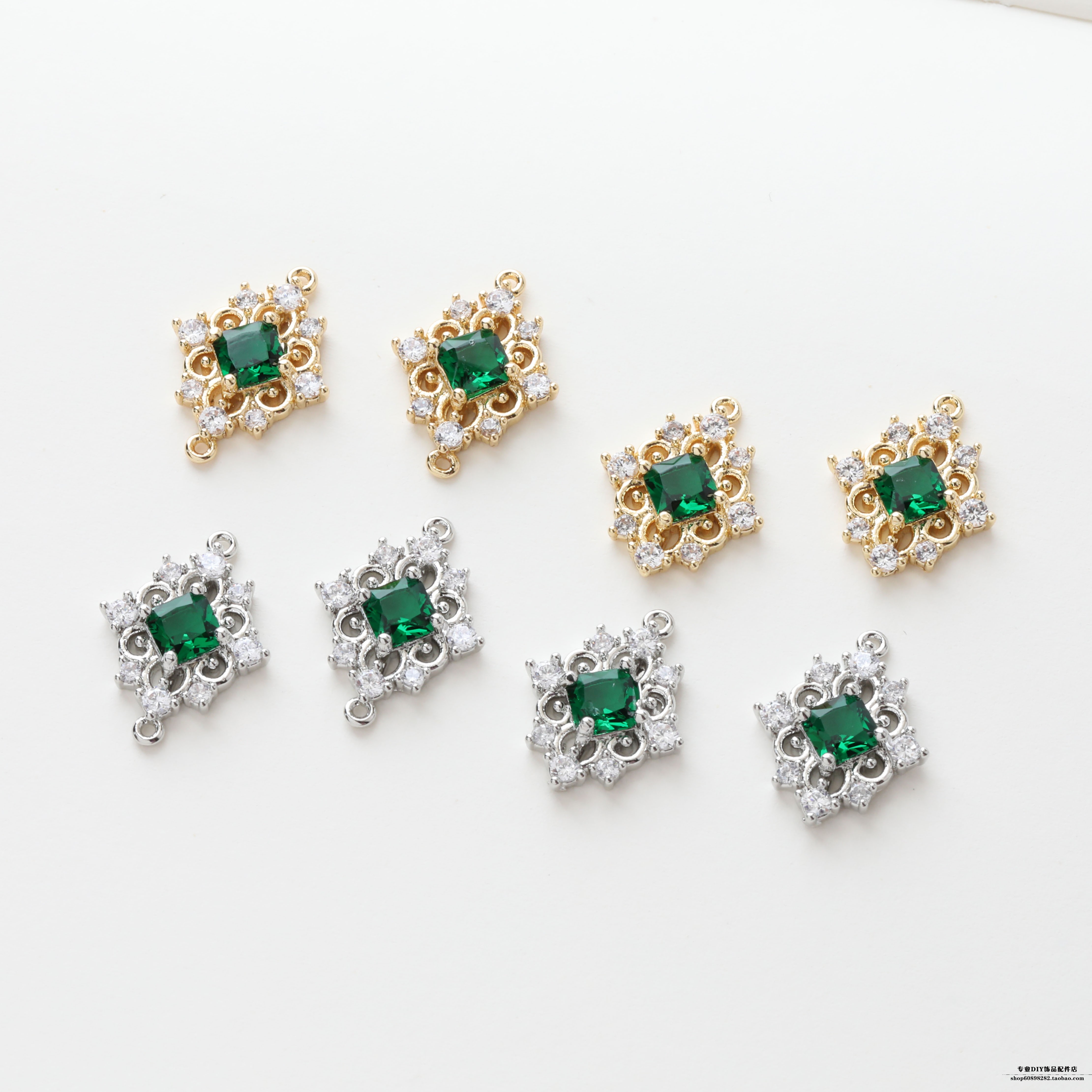 铜镀真金 14k包金  双吊单吊镶钻锆石手链项链耳环diy材料配件