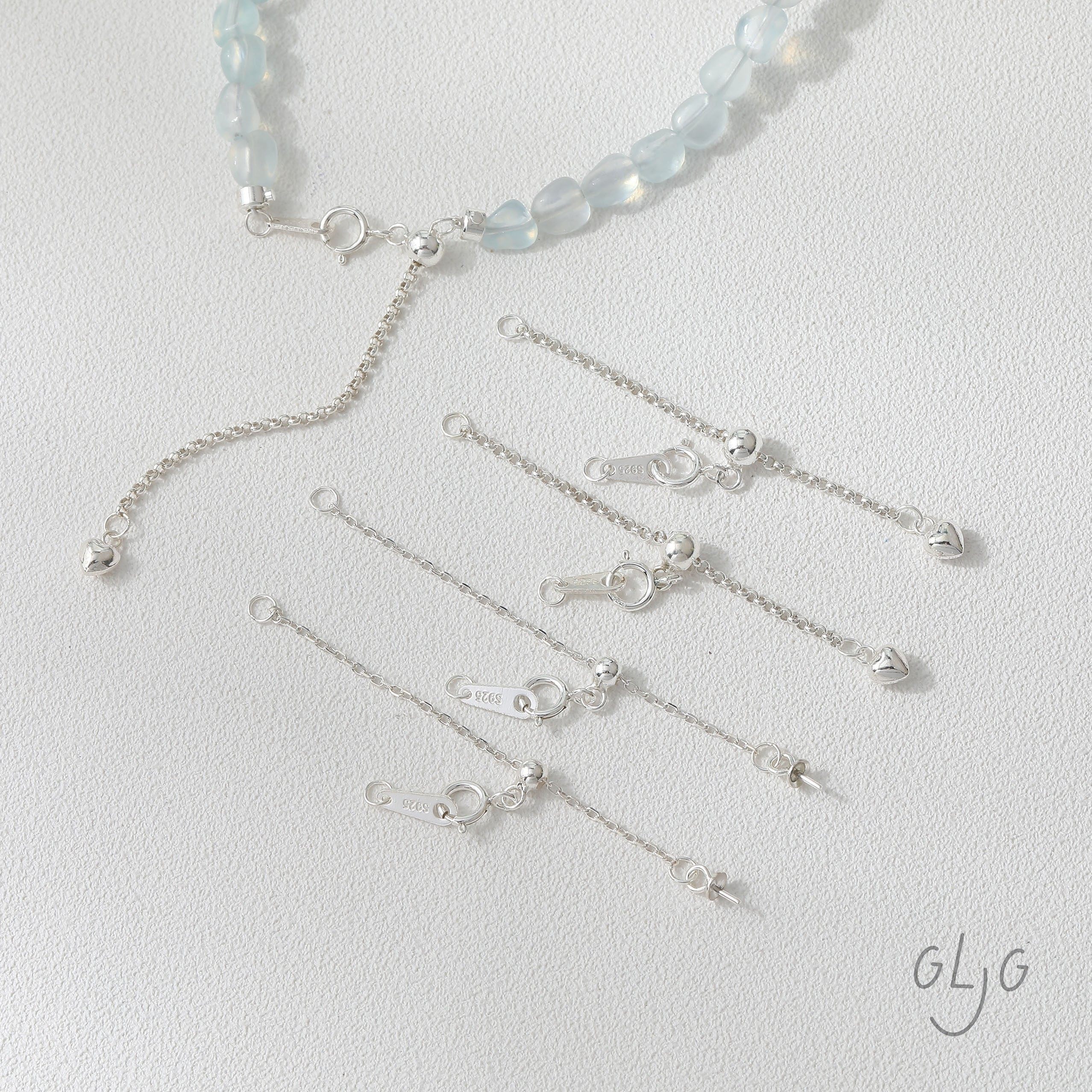 S925银diy手作材料配件小米珠加长爱心抽拉伸缩拉扣手链项链材料,饰品/流行首饰/时尚饰品新,链条,淘宝优惠券,粉丝福利购,淘宝优惠卷