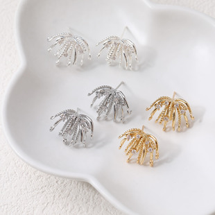 铜镀真金小款烟花耳钉耳饰diy手作材料配件