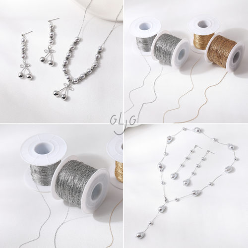 不褪色不锈钢316链条超细链条串珠DIY14K包金水晶珍珠链接散链