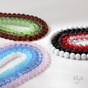 玻璃奶油质感亮面不规则圆珠直孔diy手作串珠项链手链材料配件