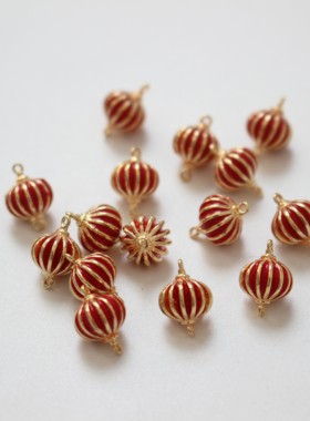 保色铜镀18k金色滴油灯笼描金 吊坠diy耳饰材料配件