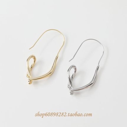 14K电镀真金保色小众设计钩形简约百搭耳环耳饰diy珍珠手作配件