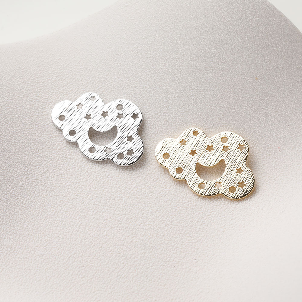 14K电镀真金保色云朵镂空拉丝五角星月亮多孔片吊坠diy手作配件,饰品/流行首饰/时尚饰品新,其他DIY饰品配件,淘宝优惠券,粉丝福利购,淘宝优惠卷