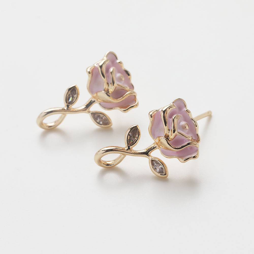 14K电镀真金保色粉色玫瑰花朵耳钉耳饰diy手作材料配件,饰品/流行首饰/时尚饰品新,其他DIY饰品配件,淘宝优惠券,粉丝福利购,淘宝优惠卷