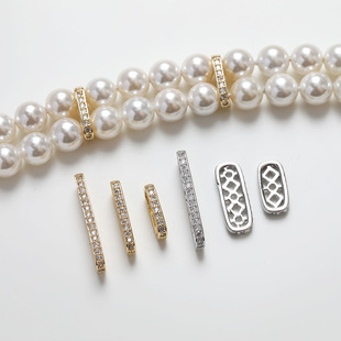 14K包金多孔椭圆锆石片diy手工串珠手链项链隔片材料配件