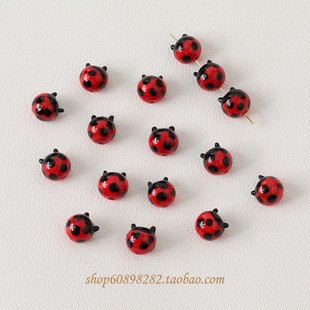 琉璃材料小巧可爱圆形瓢虫直孔diy串珠手链项链耳饰材料配件