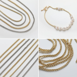 14K电镀真金保色简约百搭盒子链条麻绳链条diy手工串珠材料配件