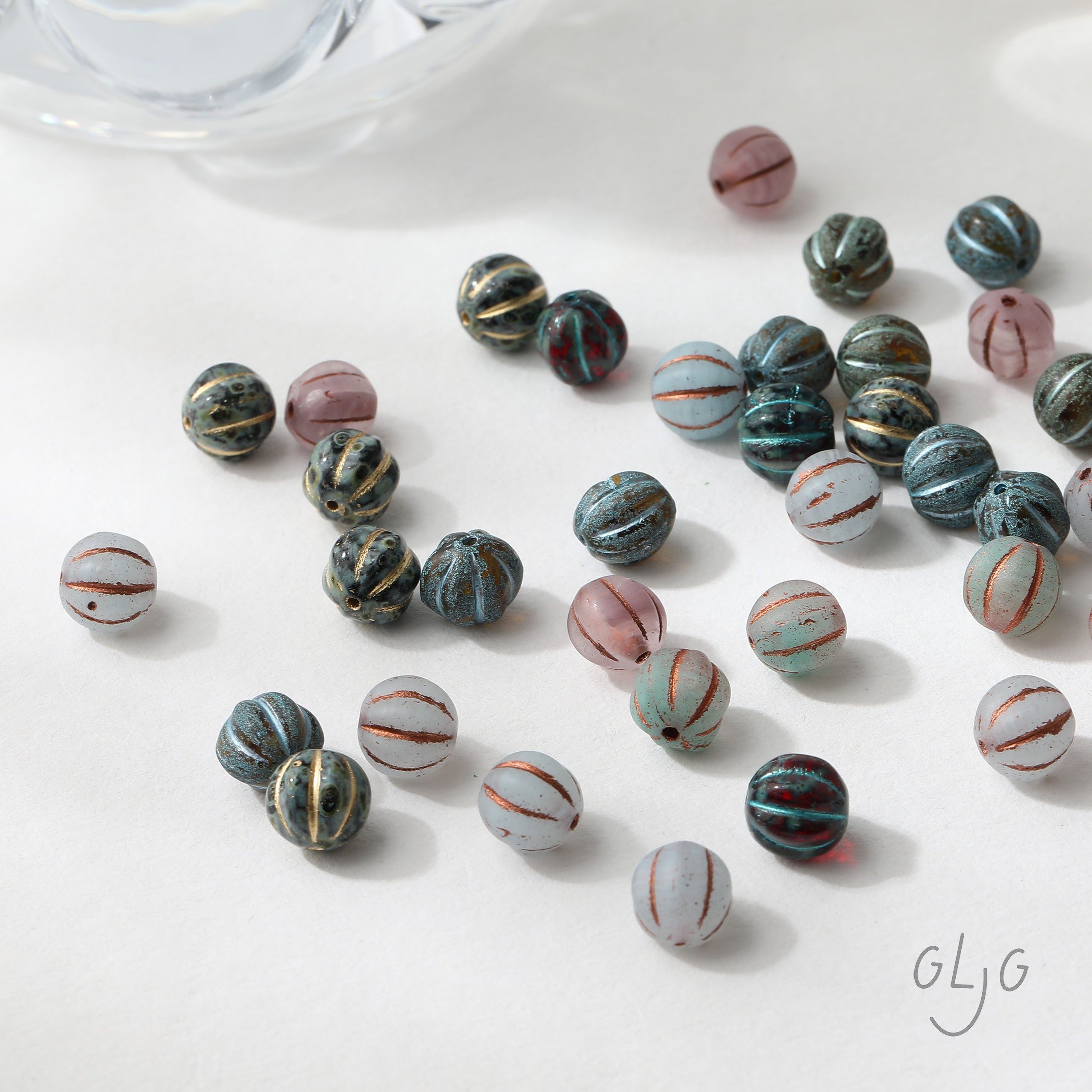 进口捷克珠 复古泼墨条纹南瓜圆珠diy手作串珠材料配件,饰品/流行首饰/时尚饰品新,其他DIY饰品配件,淘宝优惠券,粉丝福利购,淘宝优惠卷