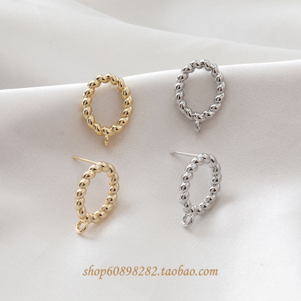 包金麻花925银针耳钉手作材料