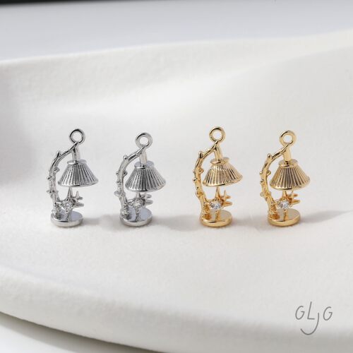 铜镀真金保色十字星镶锆台灯吊坠diy手作串珠手链耳饰材料配件
