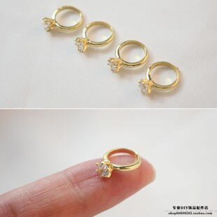 保色 铜镀14K真金色 锆石戒指diy耳饰材料项链手链配件