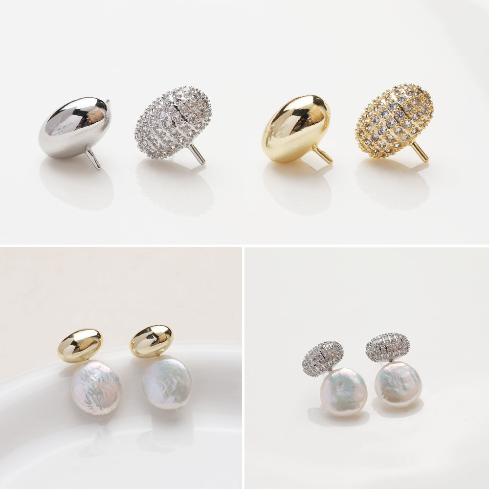 14K电镀真金保色椭圆光面镶锆石耳钉耳饰diy手作粘珍珠手作配件,饰品/流行首饰/时尚饰品新,其他DIY饰品配件,淘宝优惠券,粉丝福利购,淘宝优惠卷