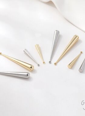 14K电镀真金保色极简光面长水滴锥形吊坠diy手作耳饰项链材料配件