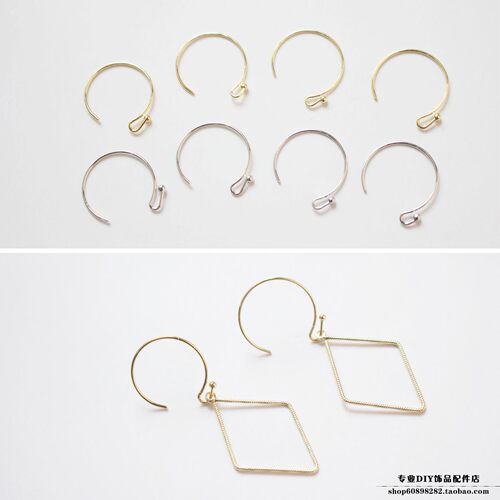 铜镀18k真金色半圈耳钩耳环耳扣配件 diy耳饰品耳环圈配件材料