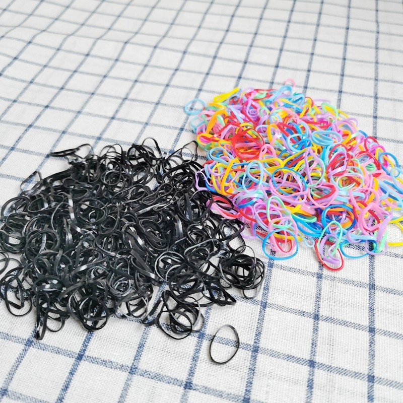 强拉不断儿童黑色头绳橡皮筋编发一次性皮筋高弹力发圈发饰