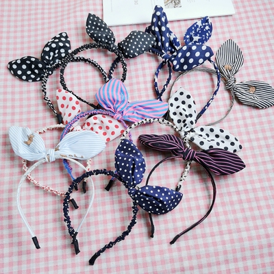 韩版布艺百变兔耳朵发箍甜美