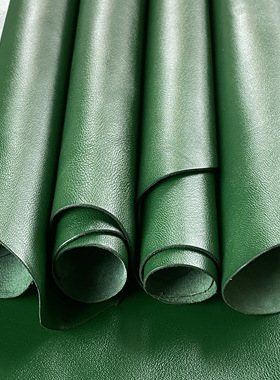 绿色头层粒面羊皮1mm中软手工diy皮料真皮箱包鞋靴皮具面料